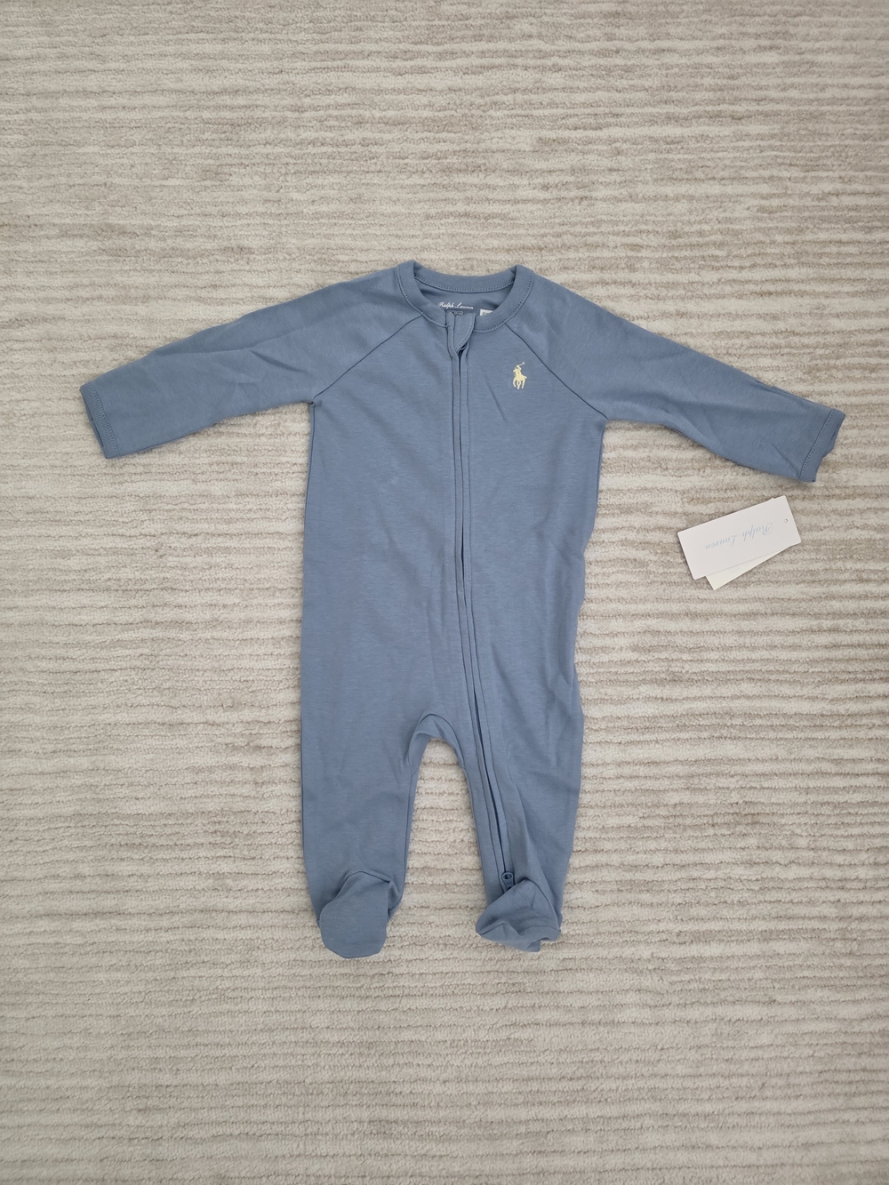 NWT Ralph Lauren Blue Footed Zipper Onesie